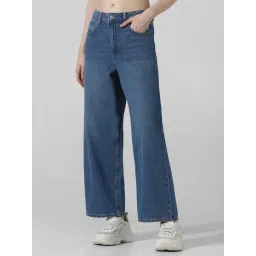 Only Light Blue Cotton Regular Fit High Rise Jeans-picture-10