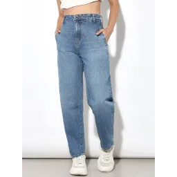 Only Light Blue Cotton Regular Fit High Rise Jeans-picture-19