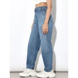 Only Light Blue Cotton Regular Fit High Rise Jeans image 3