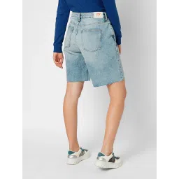 Only Light Blue Cotton Regular Fit Shorts image 3