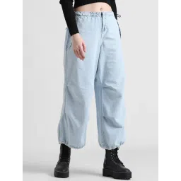 Only Light Blue Cotton Relaxed Fit Mid Rise Joggers-picture-45