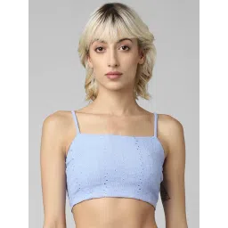 Only Light Blue Cotton Self Design Tank Top-picture-25