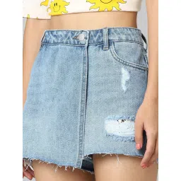 Only Light Blue Cotton Skirt image 5