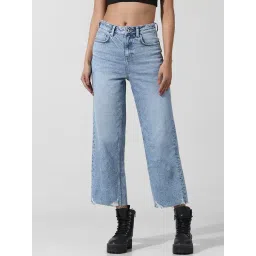 Only Light Blue Cotton Straight Fit High Rise Jeans-picture-23