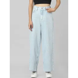 Only Light Blue Cotton Straight Fit Jeans-picture-45