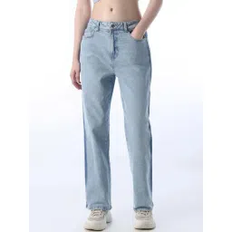 Only Light Blue Cotton Straight Fit Jeans-picture-41