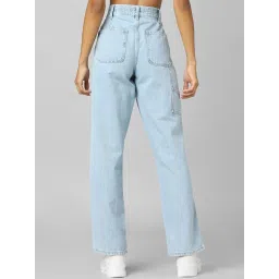 Only Light Blue Straight Fit Heavily Washed Jeans image 2