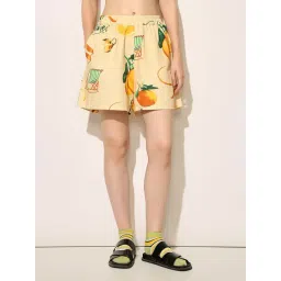 Only Light Yellow Regular Fit Printed Shorts-picture-19