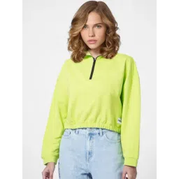 Only Lime Cotton Relaxed Fit Crop Sweatshirt-picture-41