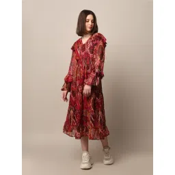 Only Maroon Printed Midi Dress-picture-16