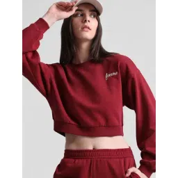 Only Maroon Regular Fit Crop Sweatshirt-picture-39