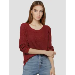 Only Maroon Regular Fit Pullover-picture-41