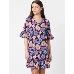 Only Multicolor Cotton Floral Print A Line Dress-picture-26