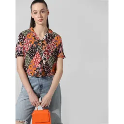 Only Multicolor Viscose Floral Print Crop Shirt-picture-12