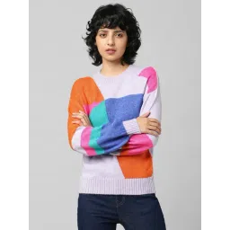 Only Multicolored Color-Block Pattern Pullover-picture-29