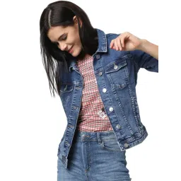 Only Navy Cotton Regular Fit Jacket-picture-32