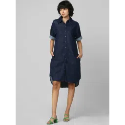Only Navy Cotton Regular Fit Oversized Long Denim Shirt-picture-42