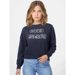 Only Navy Printed Crop Sweatshirt-picture-37