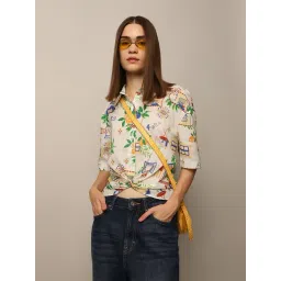 Only Off White & Green Cotton Printed Shirt-picture-38