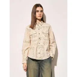 Only Off White Cotton Regular Fit Printed Shirt-picture-28