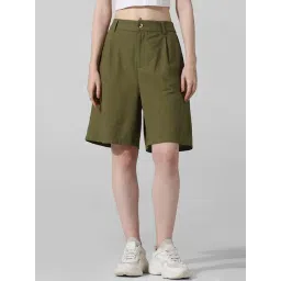 Only Olive Cotton Regular Fit Shorts-picture-42