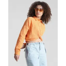 Only Orange Cotton Regular Fit Crop Shirt-picture-38