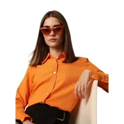 Only Orange Plain Shirt image 4