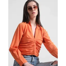 Only Orange Slim Fit Cropped Shirt-picture-38