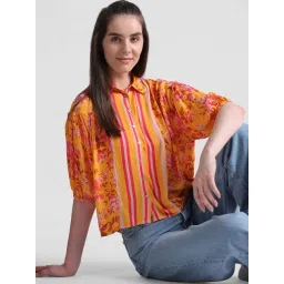 Only Orange Viscose Floral Print Shirt-picture-19