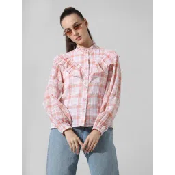 Only Pink & White Cotton Checks Shirt-picture-37