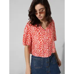 Only Pink & White Viscose Printed Shirt-picture-38