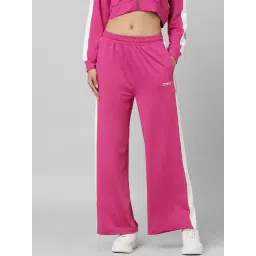 Only Pink Cotton Color-Block Straight Fit High Rise Pants-picture-42