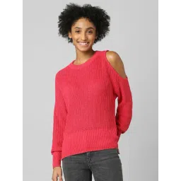 Only Pink Self Design Pullover-picture-18