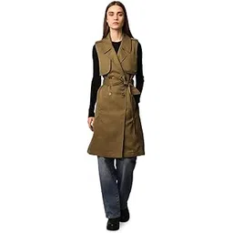 only Polyester Women's Long Trench Coat-picture-35