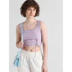 Only Purple & White Checks Crop Top-picture-34