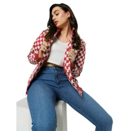 Only Red & White Checks Puffer Jacket-picture-42