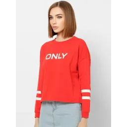 Only Red Cotton Logo Print Sweatshirt image 3