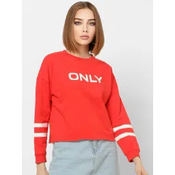 Only Red Cotton Logo Print Sweatshirt image 1