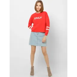 Only Red Cotton Logo Print Sweatshirt image 4