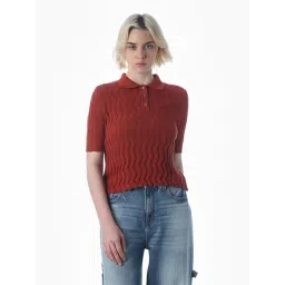 Only Red Cotton Striped Pullover-picture-23