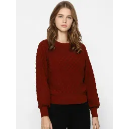 Only Red Self Design Sweater-picture-36