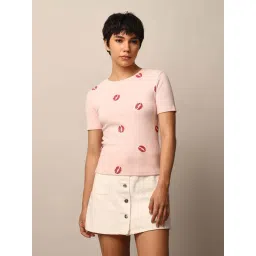 Only Tickled Pink Cotton Regular Fit Printed T-Shirt-picture-35