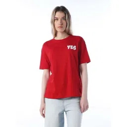Only True Red Cotton Regular Fit Printed T-Shirt-picture-39