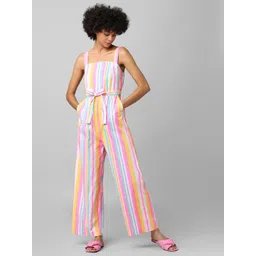 ONLY White & Pink Striped Basic Jumpsuit-picture-46