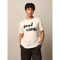 Only White Cotton Regular Fit Printed T-Shirt-picture-29