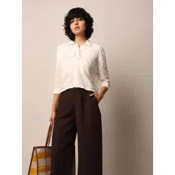 Only White Cotton Self Design Shirt-picture-32