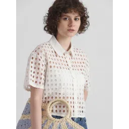 Only White Cotton Self Design Shirt-picture-40