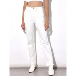 Only White Cotton Straight Fit High Rise Jeans-picture-31