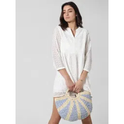 Only White Self Design A Line Dress-picture-11