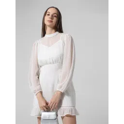 Only White Self Design Fit & Flare Dress-picture-38